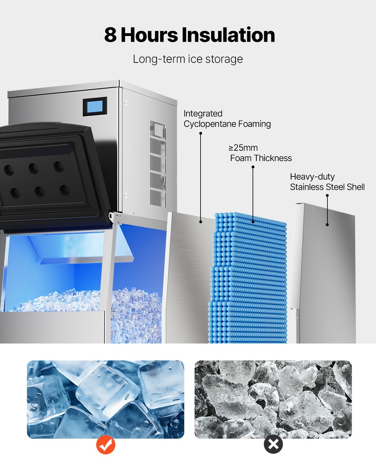 Commercial Ice Maker Storage Bin 250lbs Capacity Stainless Steel Ice Storage Bin